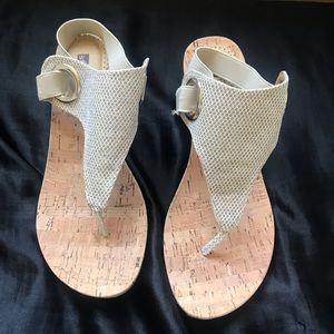 White mountain wedged sandals
